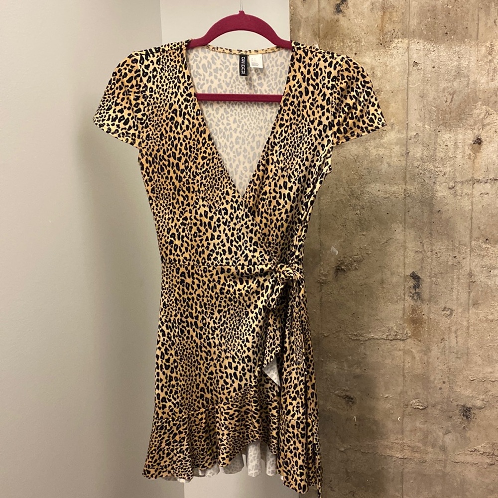 H&M leopard print wrap dress